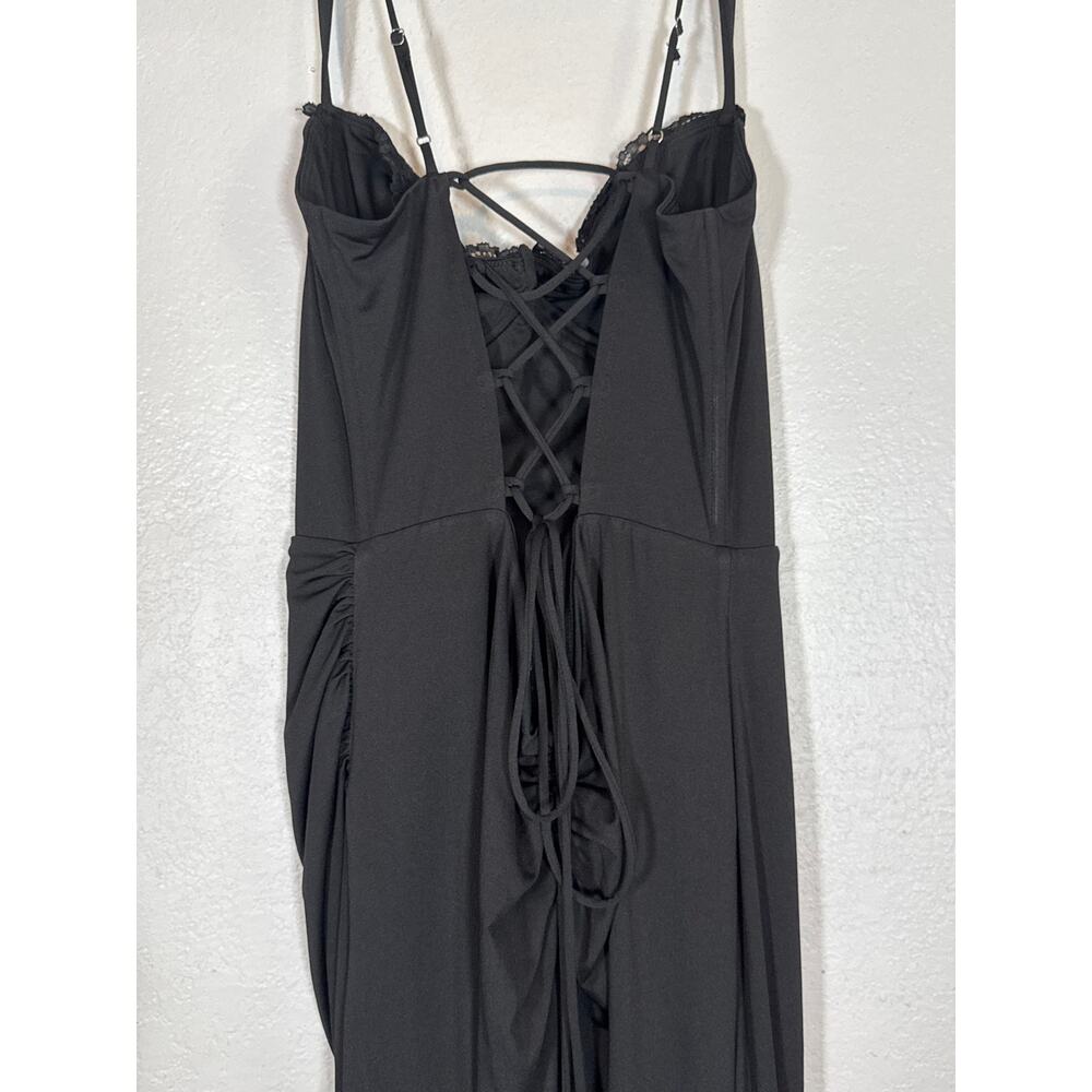 Lucy in the Sky Bustier Top Maxi Dress Black Criss Cross Back Sz XL Formal Sexy - Picture 8 of 12